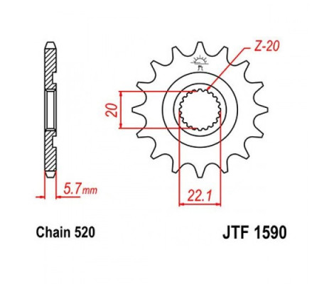 Зірка передня JT JTF1590.12 Yamaha/GasGas 12зуб Зірка передня JT JTF1590.12 Yamaha/GasGas 12зуб