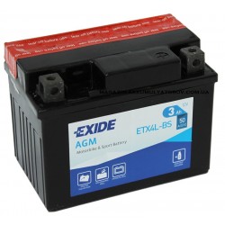 Батарея акумуляторна Exide AGM 3Ah 50A, (YTX4L-BS, YB4L-A/B, YT4L-BS, YTZ5S)