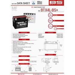 Батарея акумуляторна BS 12V 4AH (113X70X85)