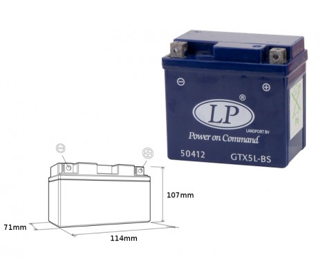 Батарея акумуляторна LANDPORT АКУМУЛЯТОР ГЕЛЬ OWY GTX5-3 12V 4,5AH 114X71X107