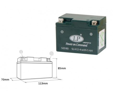 Батарея акумуляторна LP 12V 4AH 12V 5AH (113X69X85)
