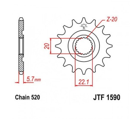 Зірка передня JT JTF1590.12 Yamaha/Gasgas 12зуб