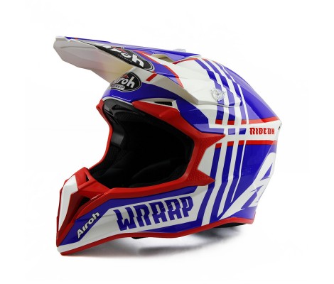 Шлем AIROH (2021) CROSS WRAAP BROKEN Белый/Синий/Красный, размер M